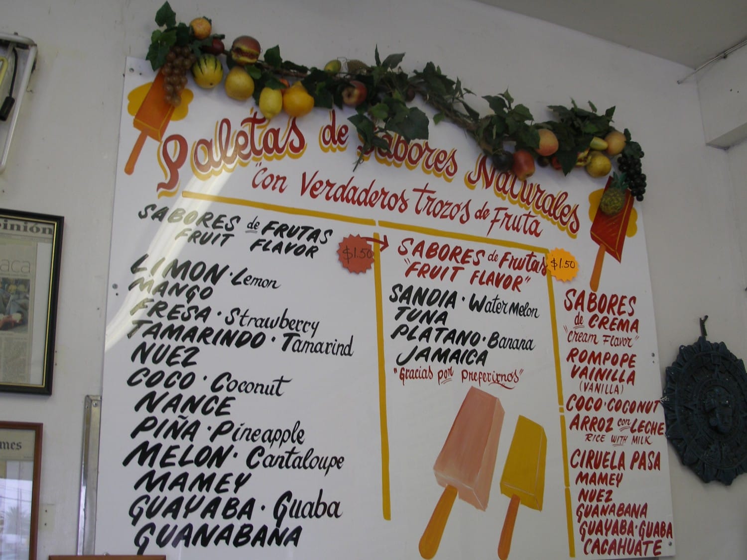 Menu Los Angeles