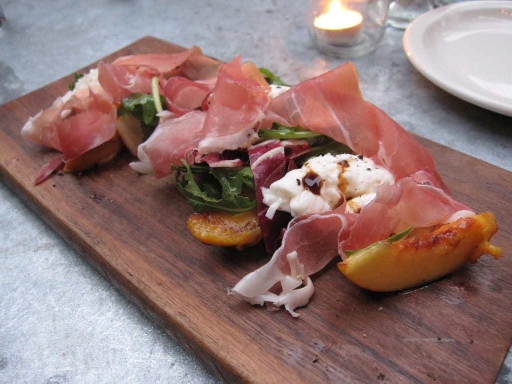 Gjelina Grilled Peach with Burrata and Prosciutto Food GPS