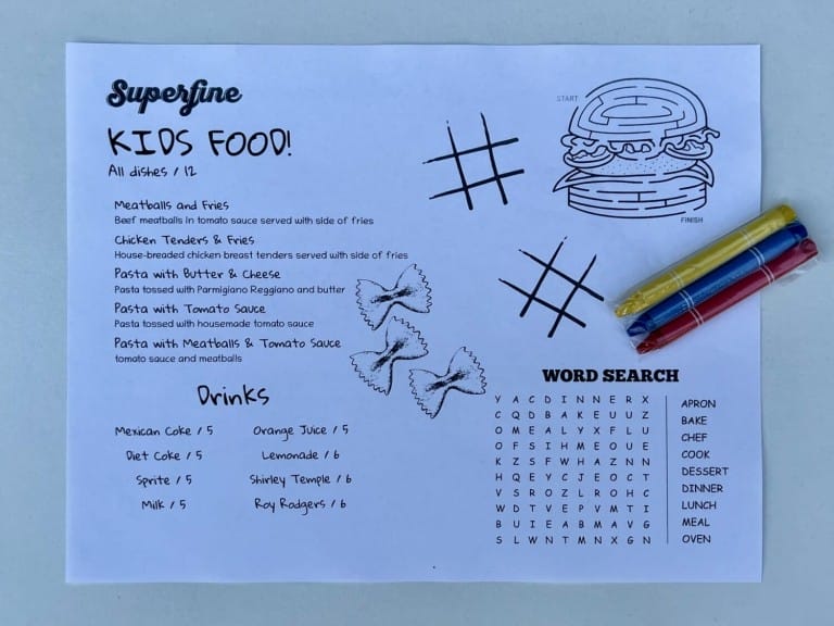 Kids Menu Los Angeles
